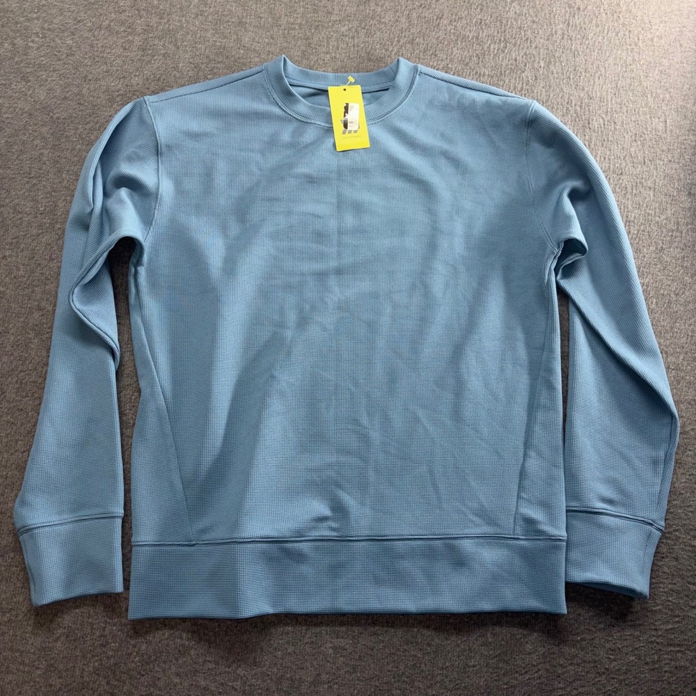 All In Motion Mens Heavy Waffle Crew Sweatshirt Blue Small 041 02 3456